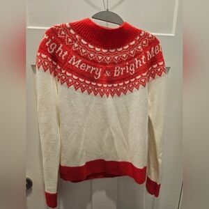 Holiday Time Merry & Bright Fair Isle Christmas Sweater Women’s Small Red White
